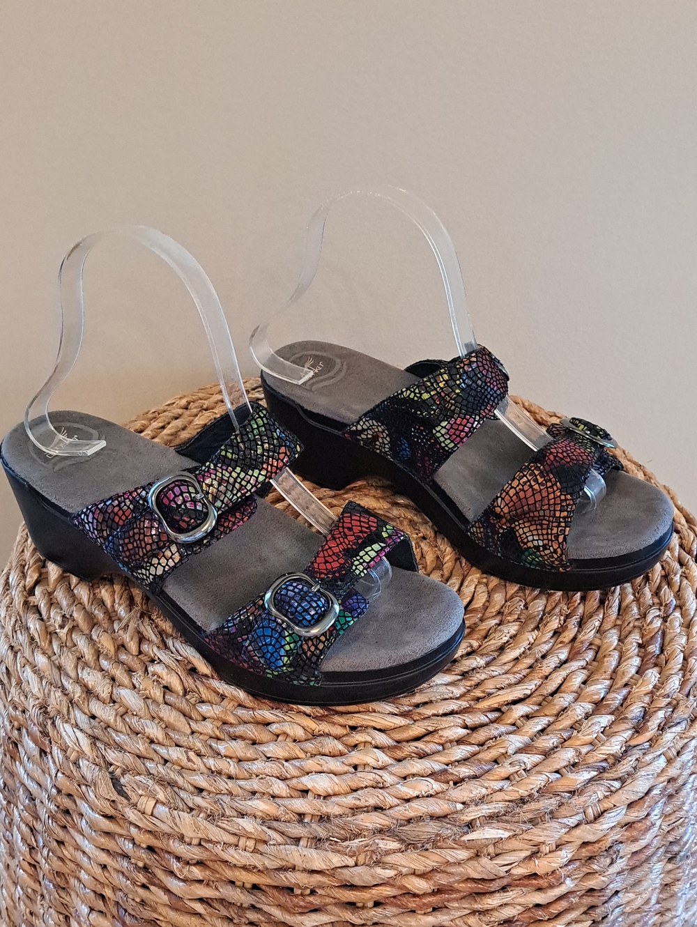 Dansko Womens Soohie Mosaic Print‎ Leather Strappy Clog Sandals EU40/US9.5-10